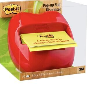 Post-it Pop-up Notes Dispenser for 3 in x 3 in Notes, Red Apple--New